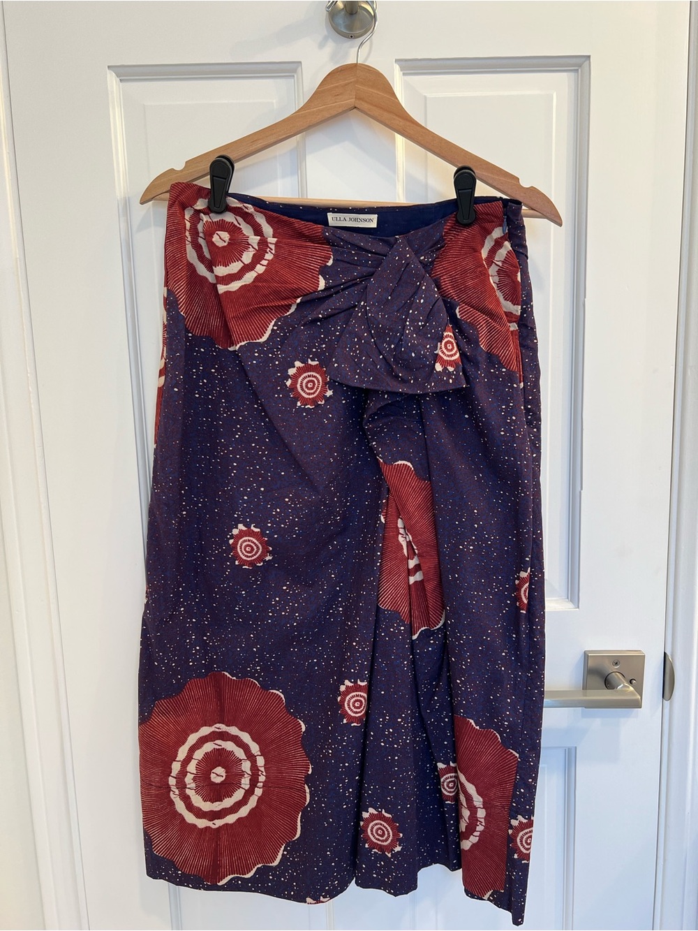 Ulla Johnson Navy Floral Wrap Midi Skirt size 6